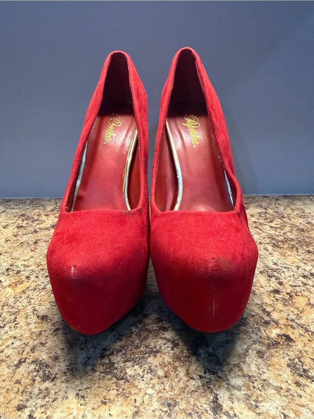 Paprika Red Suede Platform Stiletto Pumps